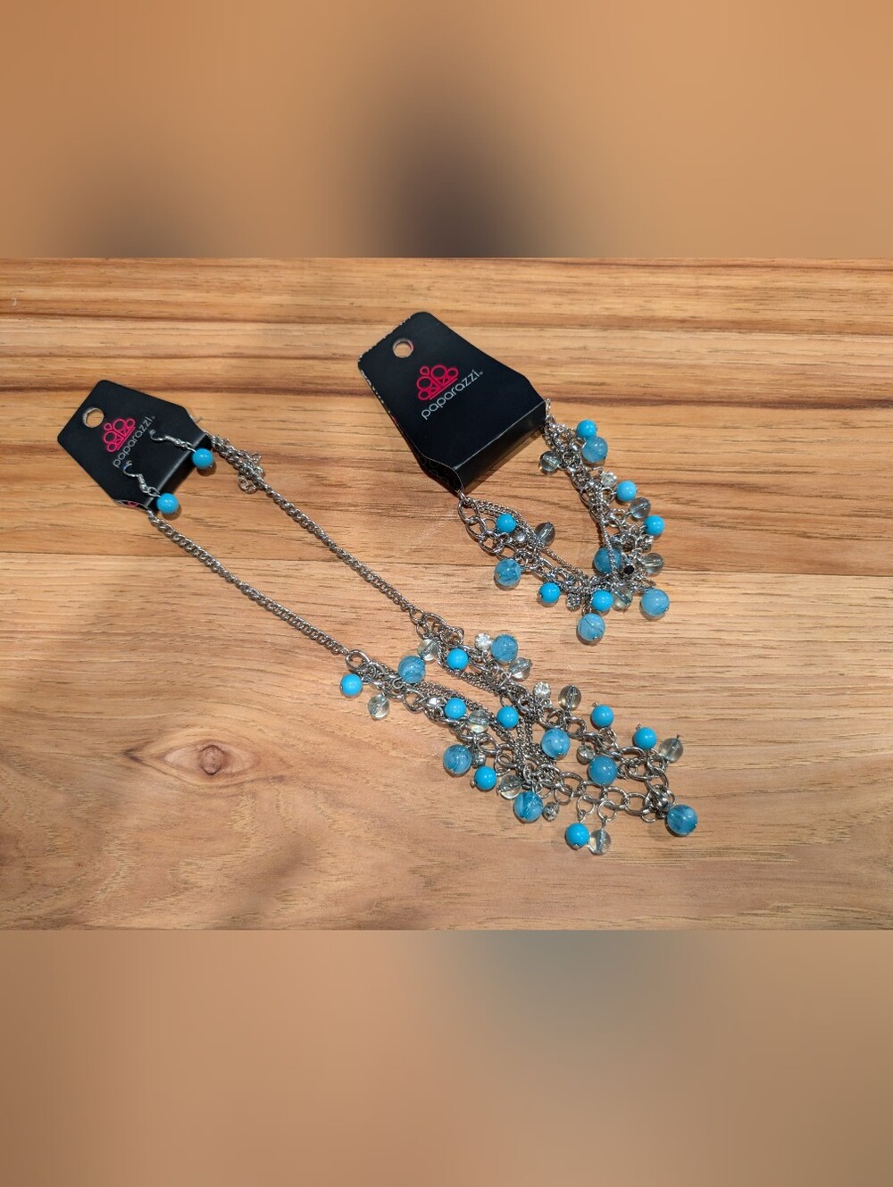 paparazzi Silver-Tone Layered Necklace and Bracelet Set with Turquoise Beads